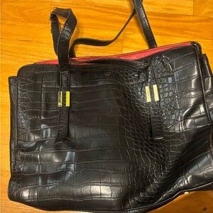 Black Croc Embossed Tote Bag